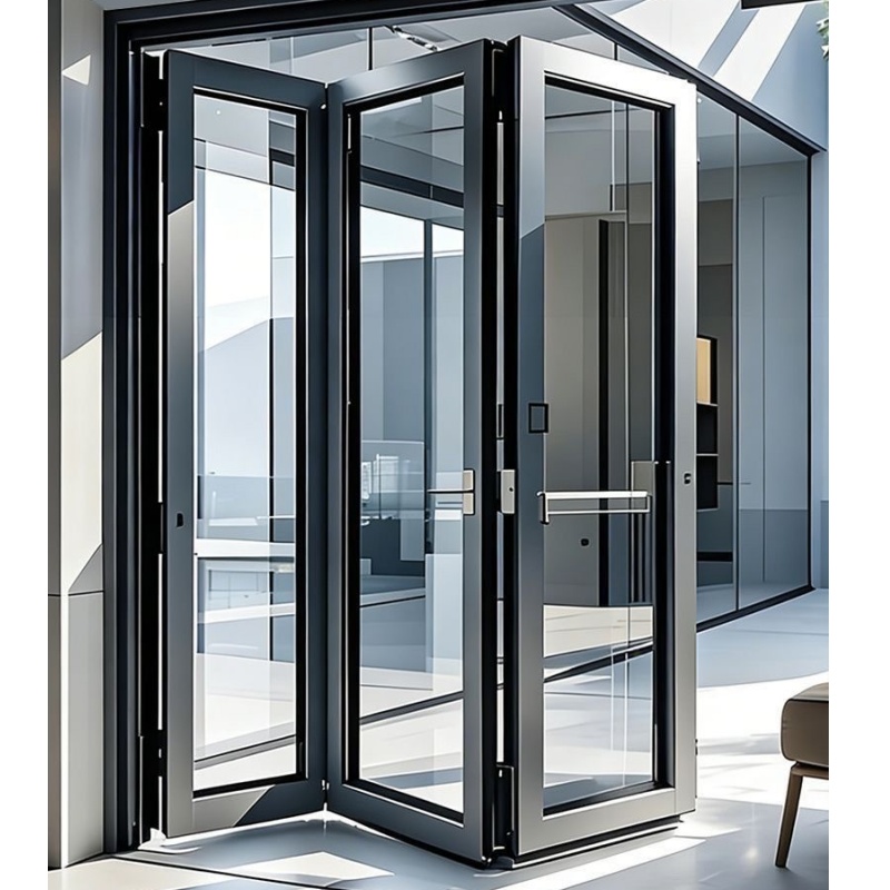 Low-E Glass Accordion Kitchen Custom Bi Fold Aluminum Folding Doors for Veranda