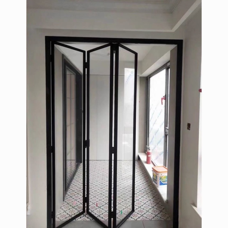 Sunnysky Customized Narrow Frame Exterior Aluminum Glass Bifold Accordion Folding Door