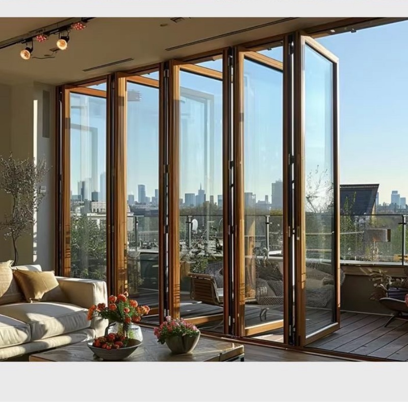 American Modern Style Waterproof Bifold Doors Windows Aluminum Balcony Glass Sliding Folding Door