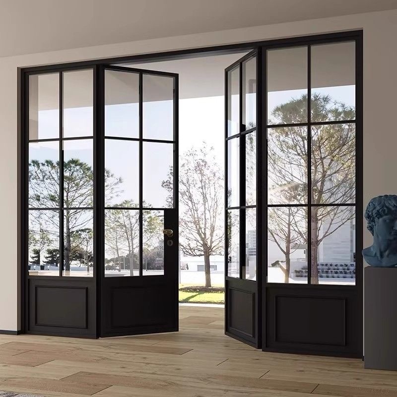 Bieye Window Wholesale Price French Doors and Windows Chinese Retro Style Design Aluminum Alloy Slimline Narrow Frame Metal Windows