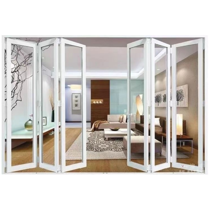 American Modern Style Waterproof Bifold Doors Windows Aluminum Balcony Glass Sliding Folding Door