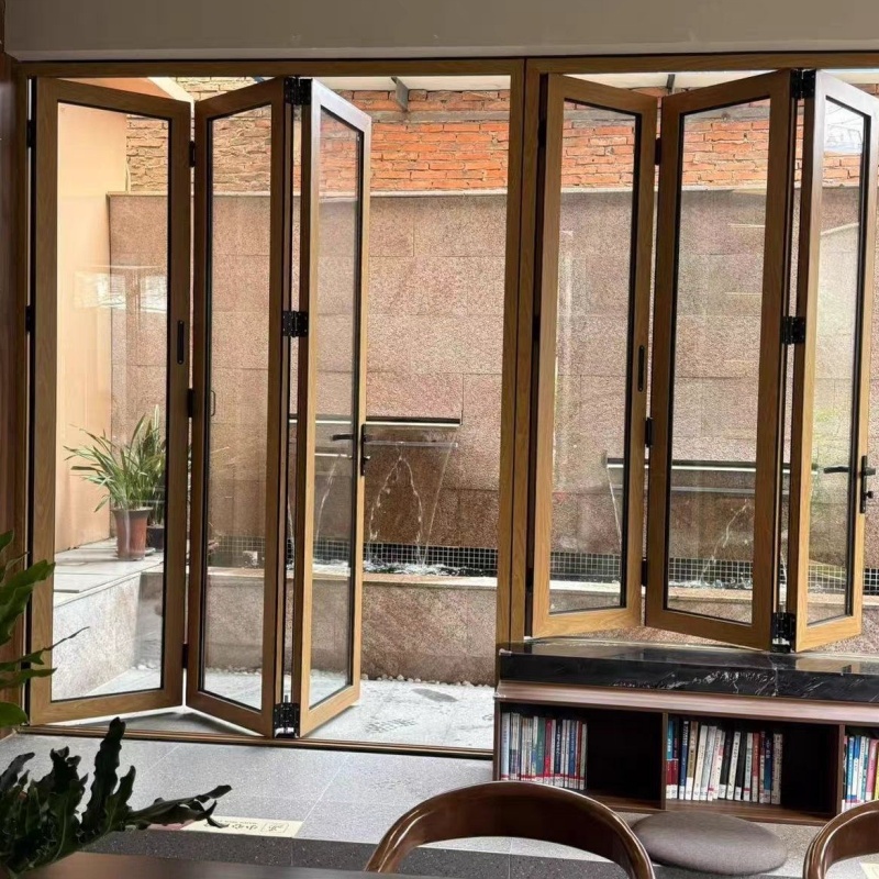 Low-E Glass Accordion Kitchen Custom Bi Fold Aluminum Folding Doors for Veranda