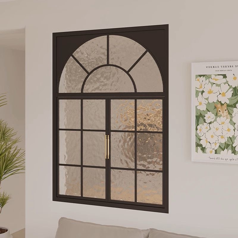Customized French Metal Glass Door Steel Frame with Black Base Include Hinges & Handle